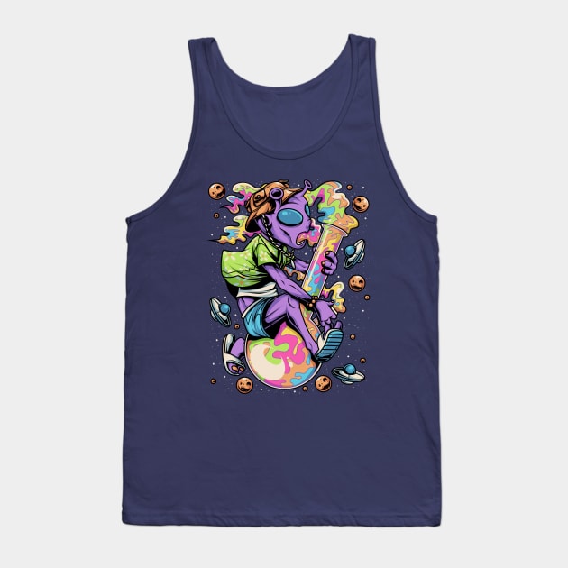 Psychedelic Alien Bong Tank Top by AngelFlame